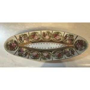 1940 Royal Vienna Beehive‎ Love Story Pink & Gold Porcelain Dish
